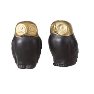 Gold and Black Owl Salt and Pepper Shakers
